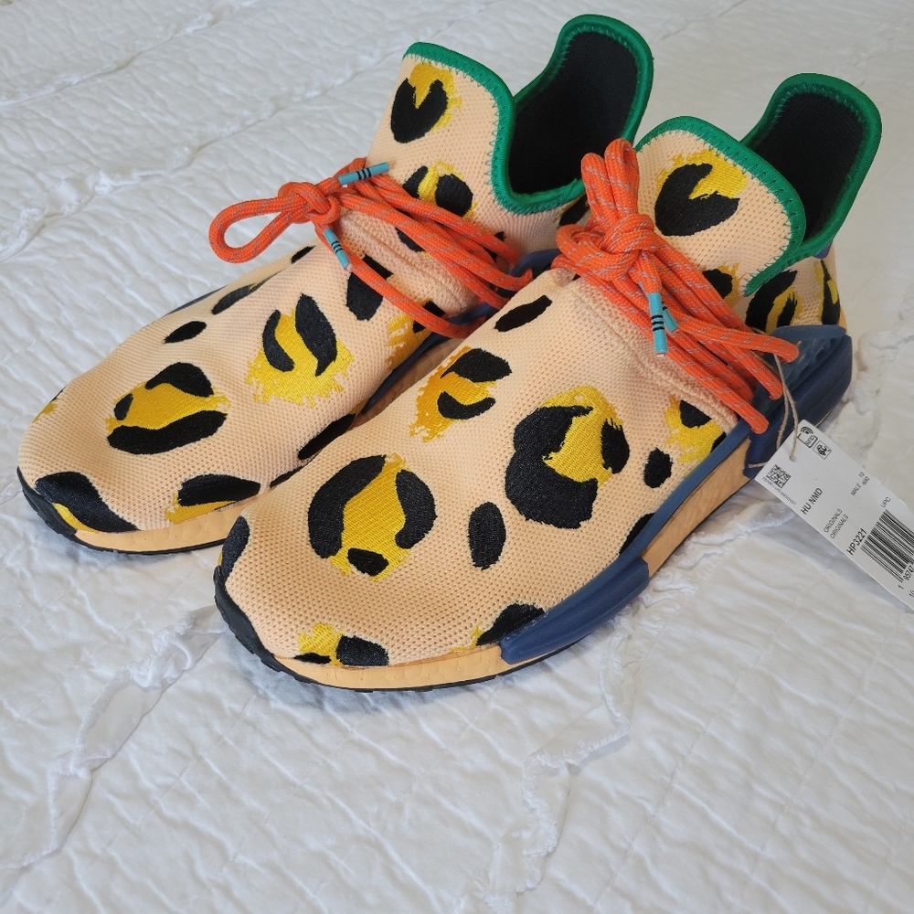 Adidas Pharrell X NMD Human Race Kicks 10.5 NWT Animal Print Pulse Amber Leopard